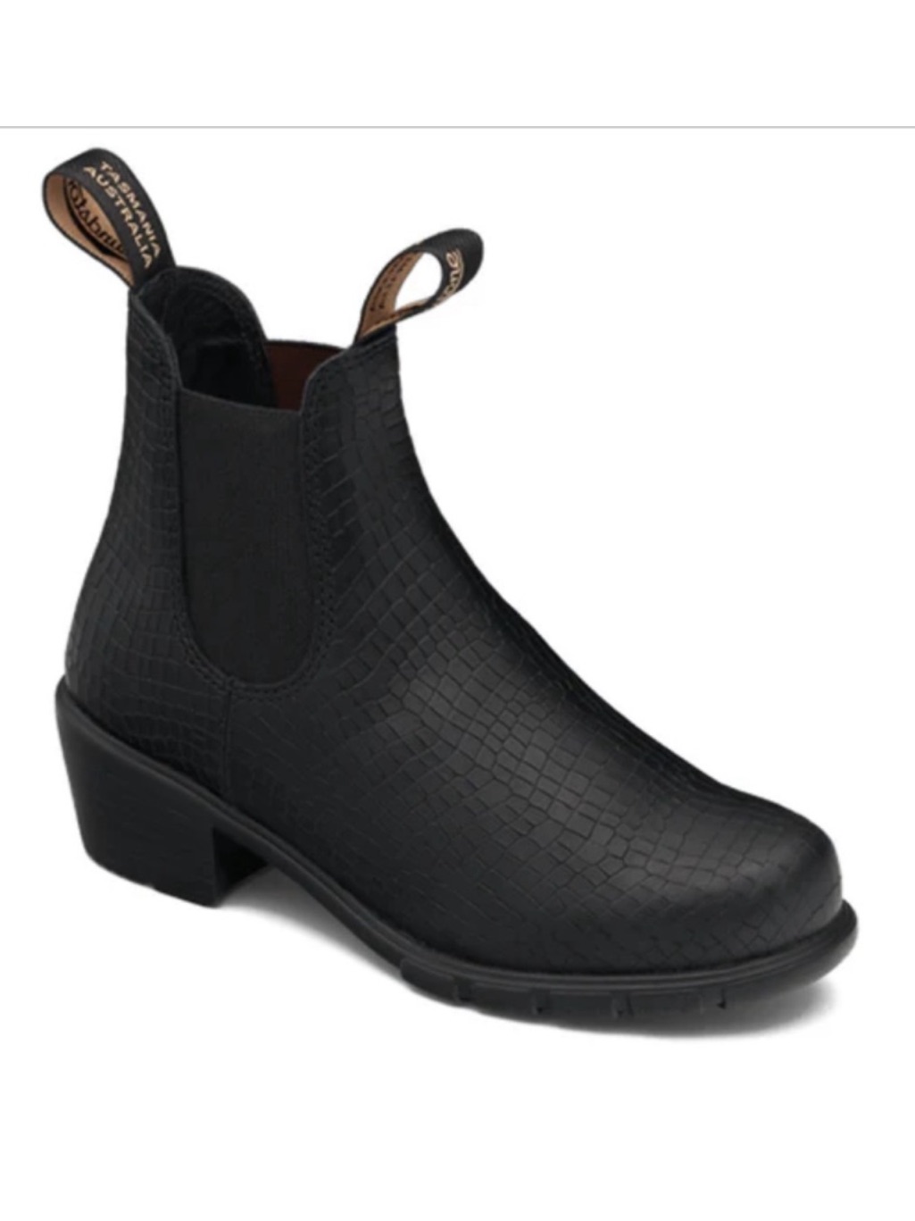 Blundstone Black Croc-Embossed Chelsea Ankle Boots